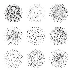 Poster - Abstract vector stipple circles brush stroke set