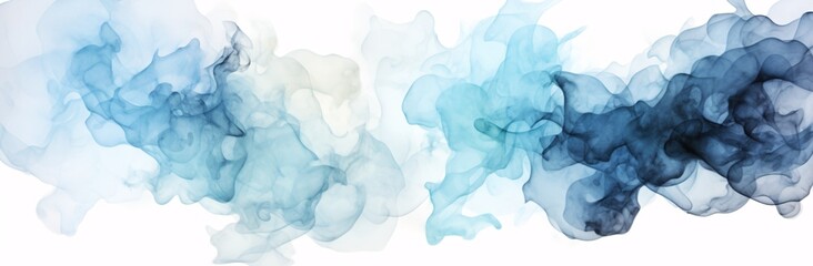 Wall Mural - blue smoke clouds watercolor painting