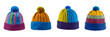© Mithun - Set of Christmas Knitted beanies hat, isolated over on white background(3)