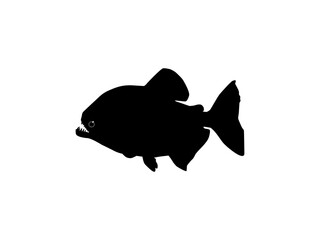 Piranha Fish Silhouette, can use for Logo Gram, Website, Art Illustration, Pictogram, Icon or Graphic Design Element. Vector Illustration 