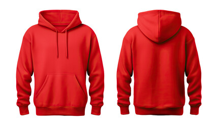 Wall Mural - Red hooded sweatshirt mockup set, cut out