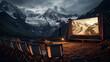 Nature's theater in mountain cinema campfire ambiance peak view