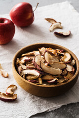 Wall Mural - Dried apple slices, healthy vegan snack, close up