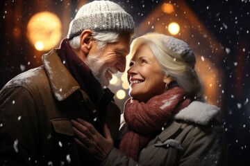 Wall Mural - A loving senior couple, sharing a warm embrace and radiating enduring love and happiness.