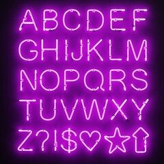 Wall Mural - Realistic 3D Render of Neon Alphabet