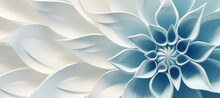 Wave Floral Pattern Motif, Blue White 3