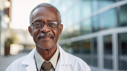 Portrait of a doctor in front of the hospital