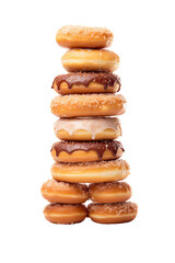 Wall Mural - a collection of doughnuts stacked high vertically isolated on a transparent background, generative ai