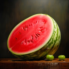 Wall Mural - Sliced of watermelon isolated on dark background.