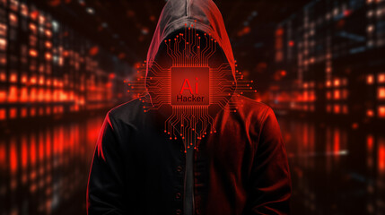 Cybersecurity Ai and privacy concepts to protect data. Internet network security technology. Ai Hacker hoodie dark theme. AI technology hacker. concept Cybersecurity AI Artificial Intelligence.