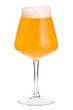 Tulip-shaped stemmed Tiku glass designed for a craft beer filled with hazy smoothie sour ale isolated