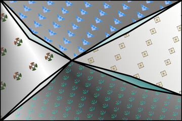 Multiple digital patterns blue - curved separator - MP06