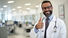 Doctor Showing Thumbs Up At Hospital