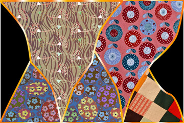 Wall Mural - Multiple digital patterns yellow - curved separator - MP35