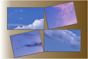 Wall Mural - Multiple evening sky patterns on a metallic 3d surface - MP39