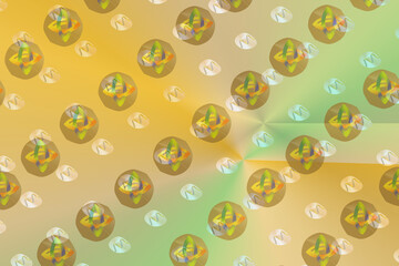 Wall Mural - Digital symbol patterns on a golden and teal backdrop