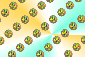 Wall Mural - Digital symbol pattern on a yellow and teal