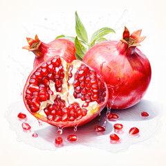 Wall Mural - Fresh and juicy red pomegranate slices