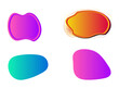 © mntosman99 - flat shape and green fluid blob, blue liquid stain and orange geometric form. Set of isolated abstract spot elements with Gradient shapes. Modern abstract pattern, bright colorful paint splash fluid.
