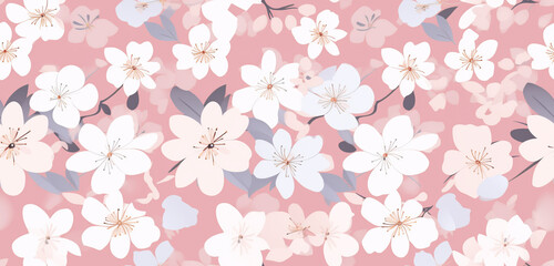 Wall Mural - seamless pattern with pink flowers