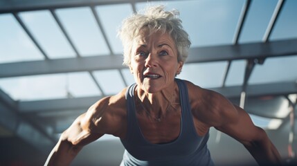 Sporty old fit woman