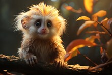 The Charm Of A Baby Golden Tamarin Monkey In Its Natural Habitat