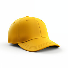 Wall Mural - Yellow baseball cap isolated on white background. Yellow baseball cap mockup for design. Hip-hop cap.