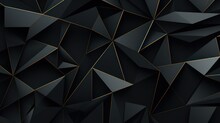 Flat Geometric Pattern In Black With Fine Golden Lines Created With Generative AI