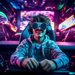 © ADDICTIVE STOCK - Trendy Gamer with Cool Sunglasses. Generative AI