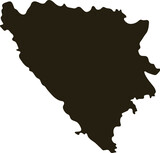Fototapeta  - Map of Bosnia and Herzegovina. Solid black map vector illustration