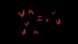 Flock of 10 North American Cardinals - Red Finch Birds - Flying Loop - Side Angle View CU - Alpha Channel - Realistic 3D animation isolated on transparent background