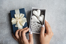 Elegant Gift Box With White Hearts Generative AI