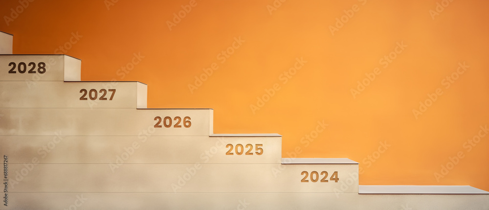 Stairs With A New Number On Each Step The New Year 2024 1000 F 688817267 