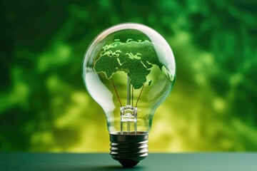 Wall Mural - A light bulb with a green globe inside. Can be used to represent eco-friendly concepts or ideas