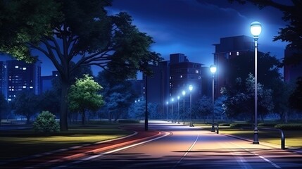 Poster - The night light of the city landscape in illumination