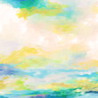 © DLP INSPIRATIONS - Colorful Landscape or Cloudscape Sunset, Sunrise, Art, Digital Painting, Artwork, Design, or Illustration in Yellow, Aqua, Blue and Green