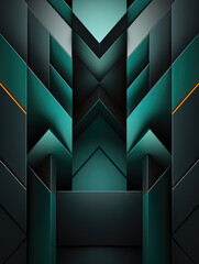 Canvas Print - Symmetrical geometric design with contrasting green and yellow blocks. Abstract vertical background.