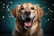 A majestic golden retriever, with its mouth wide open in excitement, showcases the playful and loyal nature of this beloved sporting breed