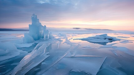 Wall Mural - Ice with cracks