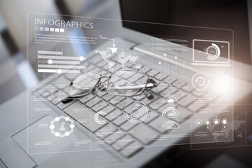 Canvas Print - Business data using graphs organizational performance. digital marketing