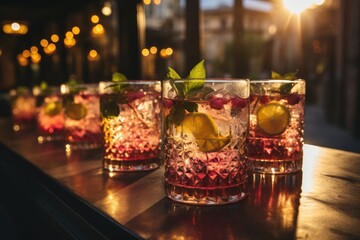 Glass of cocktail with decoration and slice of lime