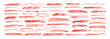 Red divides, strike through lines, underlines collection. Hand drawn vector scribble brush strokes.
