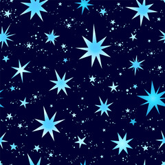 Wall Mural - Spiky frosty stars, seamless vector pattern