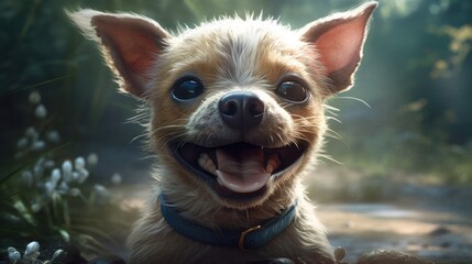 Cute baby puppy smiling. Cartoon animation style. Created with Generative AI.	
