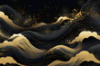 Cool and cool background material with gold and black Japanese pattern, Generative AI