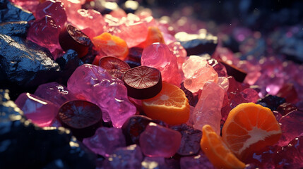 Canvas Print - close up of red and black stones