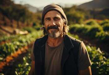 Canvas Print - Front view of happy farmer