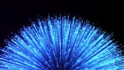 Wall Mural - optical fiber sheaf abstract motion background. glowing bundle of optic cables loop animation