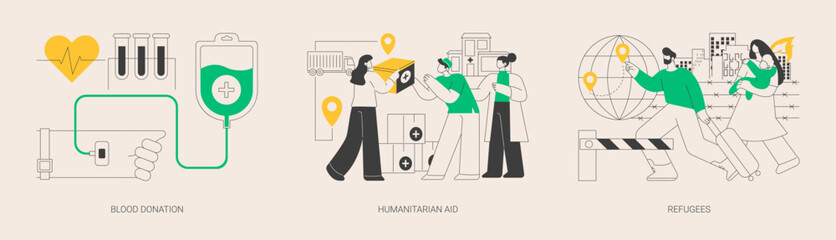 Humanitarian help abstract concept vector illustrations.