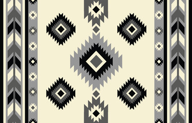 Wall Mural - Ethnic tribal Aztec black and white background.  tribal arrow pattern, folk embroidery, tradition geometric Aztec ornament. Tradition Native and Navaho design for fabric, textile, print, rug, paper